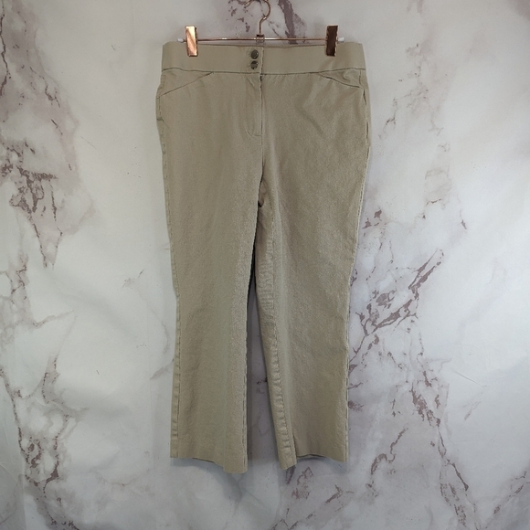 Chicos Pant Women 00 2 Khaki Tan Stretch Skinny Ankle Capri Zip High Rise - Picture 5 of 10